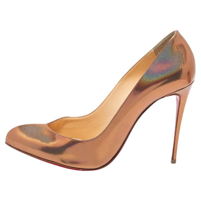 Christian Louboutin Metallic Bronze Iridescent Leather Breche Pumps Size 41  For Sale at 1stDibs