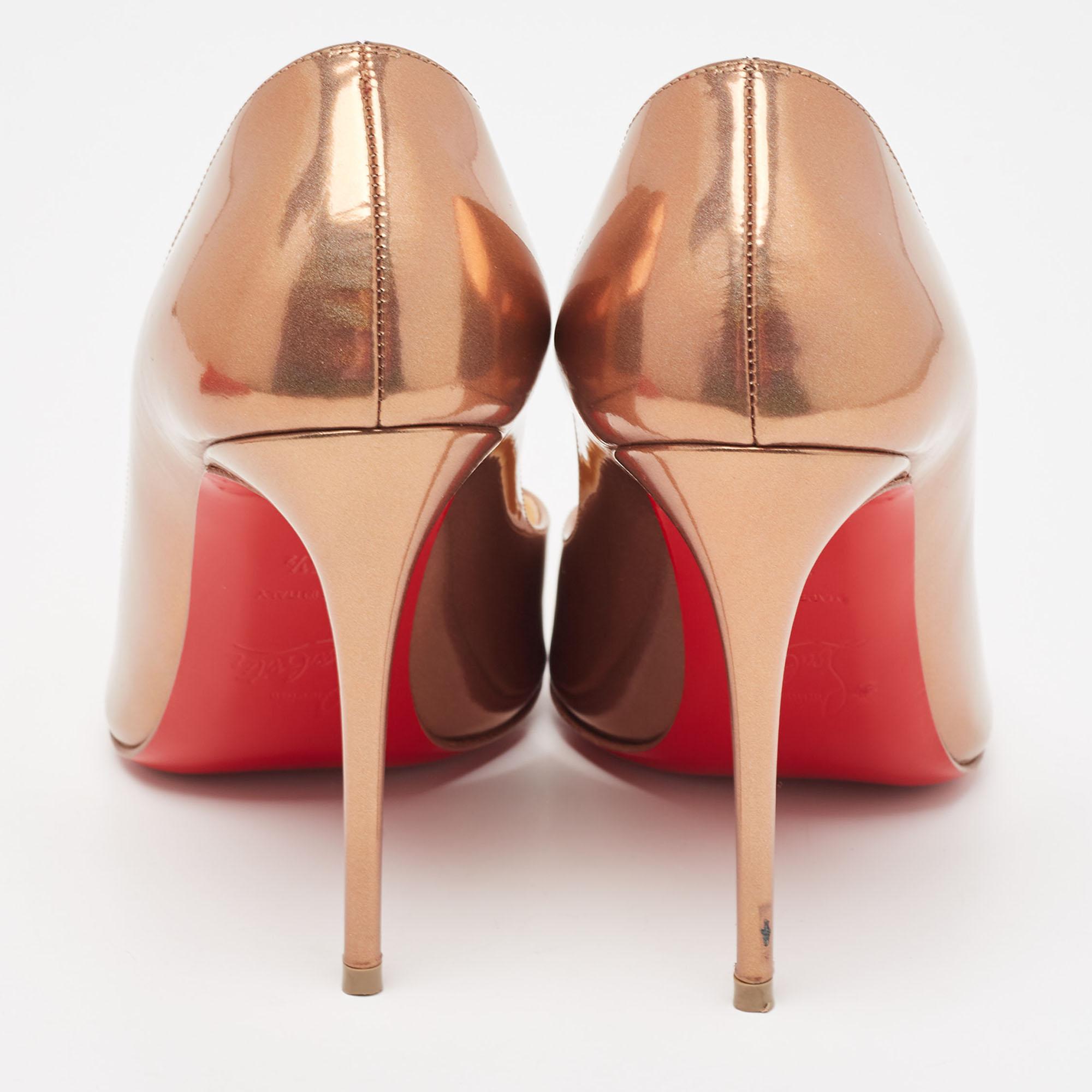 Christian Louboutin Metallic Brown Leather Breche Pumps Size 35.5 For Sale 2