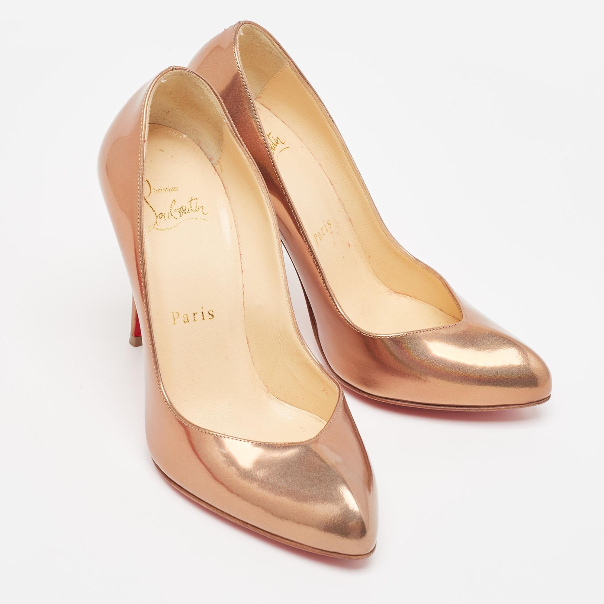 Christian Louboutin Metallic Brown Leather Breche Pumps Size 35.5 For Sale 3