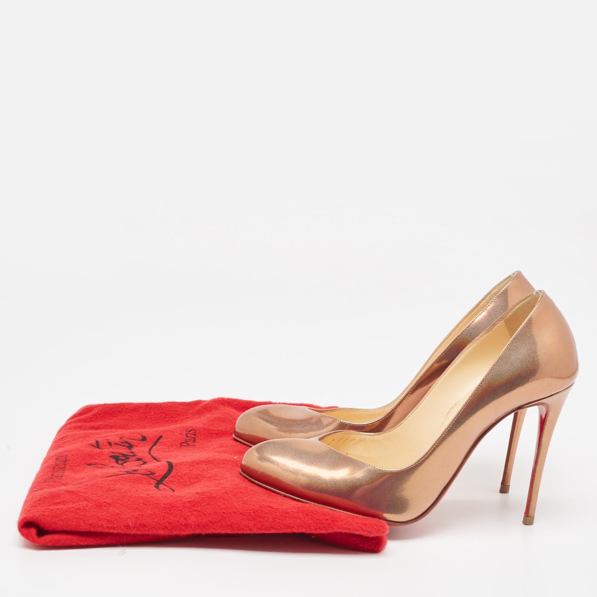 Christian Louboutin Metallic Brown Leather Breche Pumps Size 35.5 For Sale 5