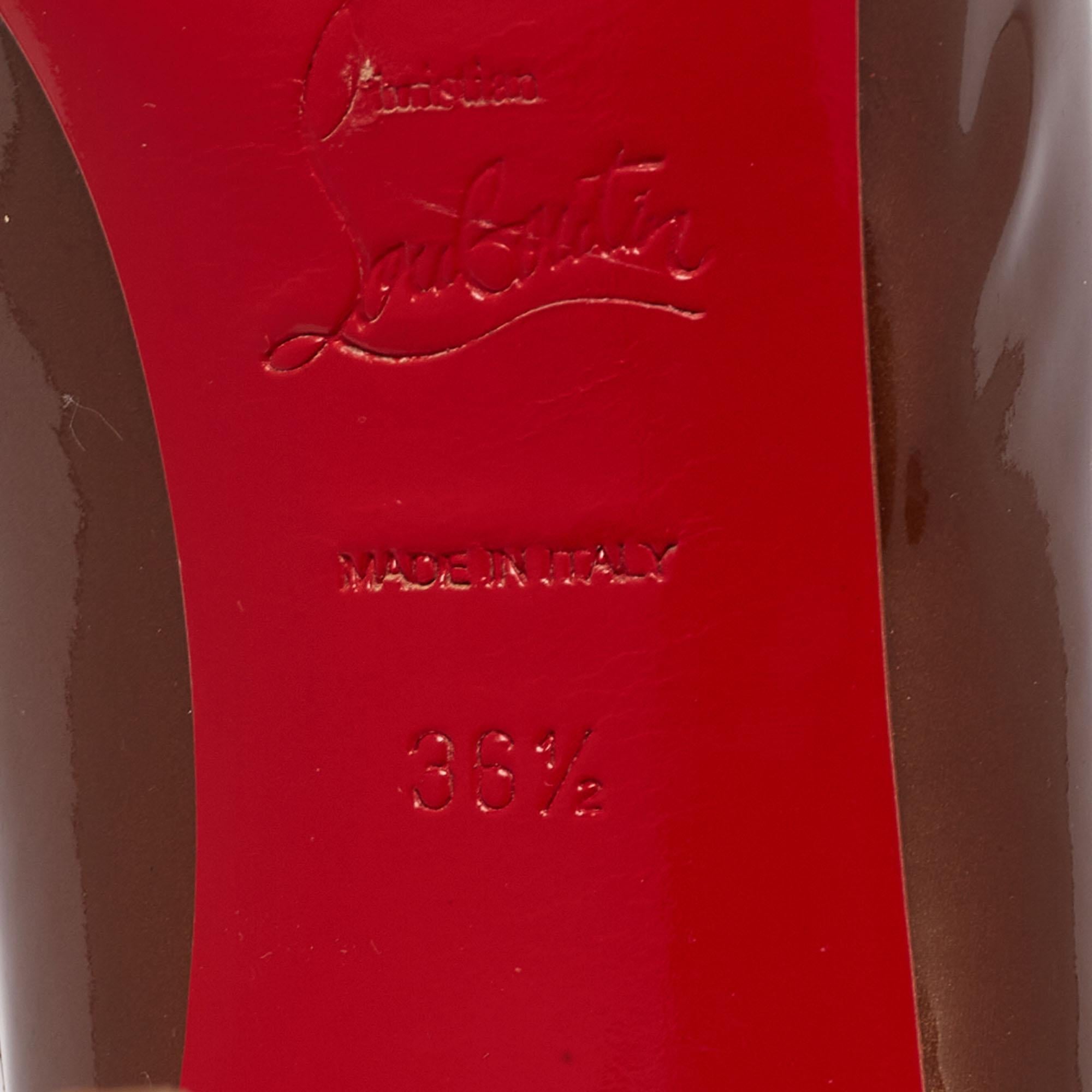 Christian Louboutin Metallic Brown Patent Leather Mater Peep-Toe Size 36.5 4