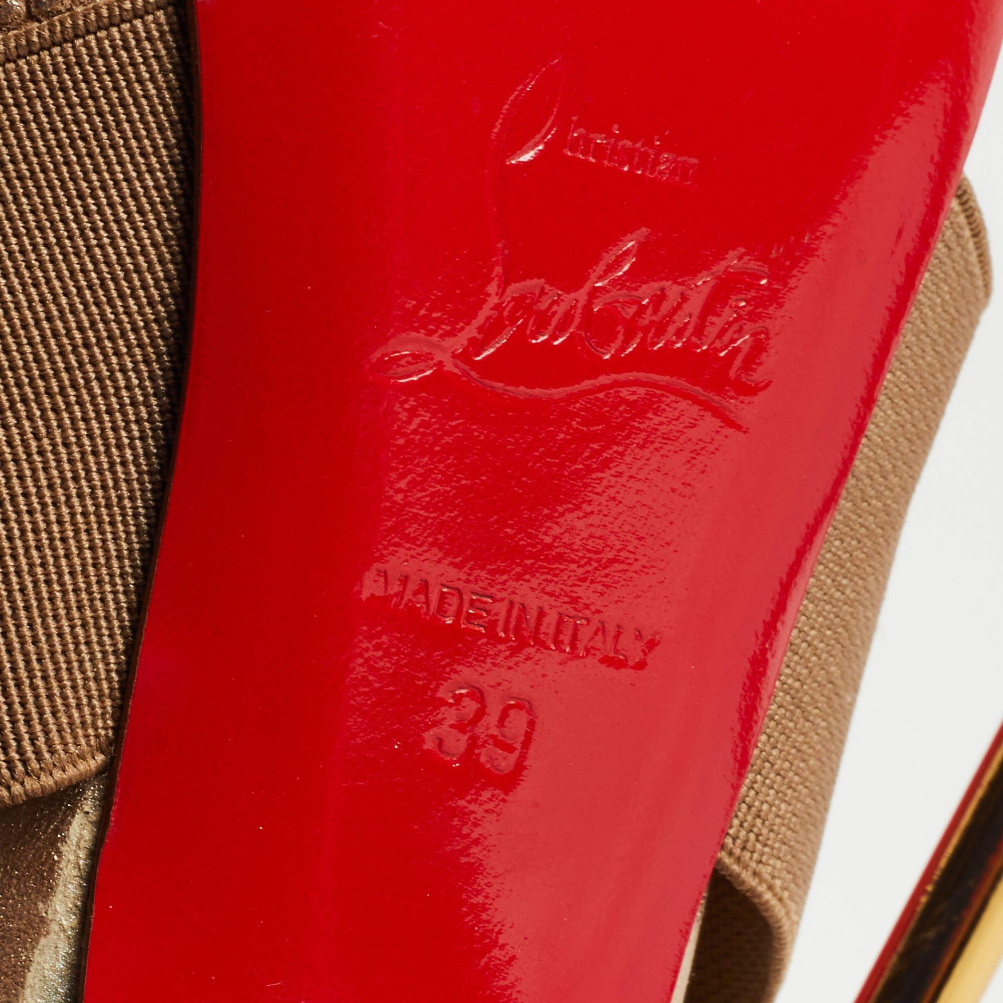 Christian Louboutin Metallic Brown Textured Leather Big Dorcet Pumps Size 39 For Sale 1
