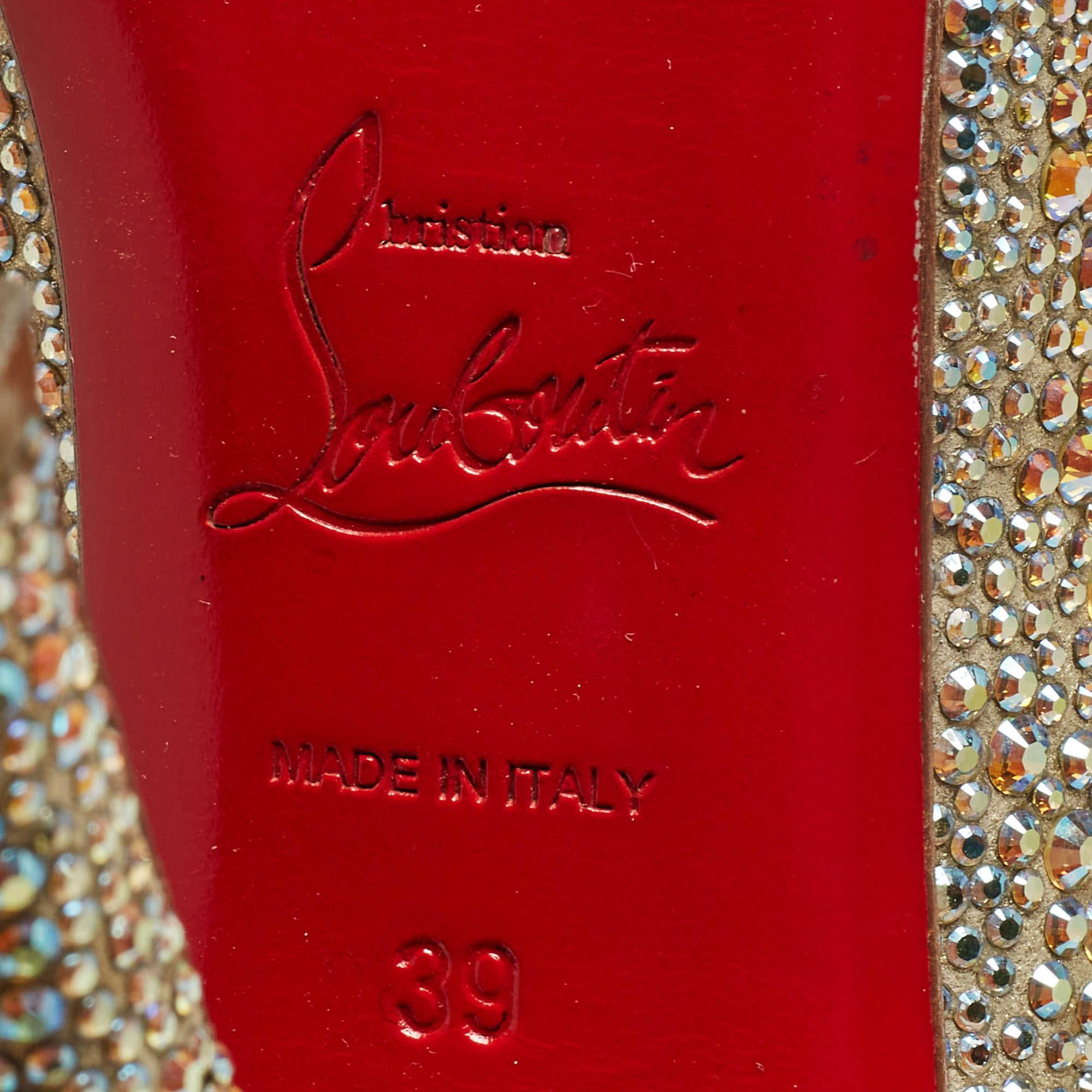 Christian Louboutin Metallic Crystal Embellished Leather Very Riche Pumps  For Sale 3