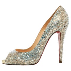 Christian Louboutin Metallic Crystal Embellished Leather Very Riche Pumps 