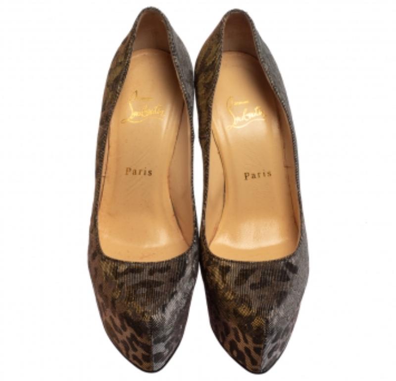 Black Christian Louboutin Metallic Fabric Daffodile Pumps Size 38 For Sale