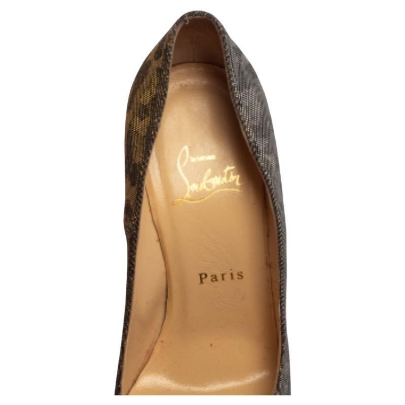 Women's Christian Louboutin Metallic Fabric Daffodile Pumps Size 38 For Sale
