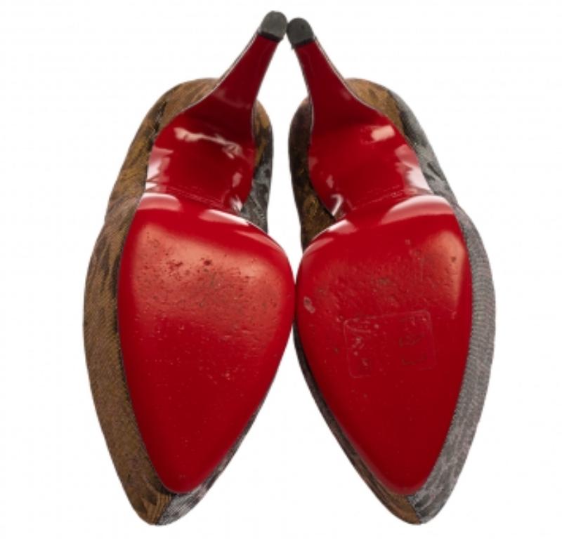 Christian Louboutin Metallic Fabric Daffodile Pumps Size 38 For Sale 2