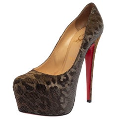 Used Christian Louboutin Metallic Fabric Daffodile Pumps Size 38