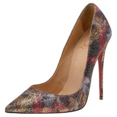 Used Christian Louboutin Metallic Floral Glitter So Kate Pumps Size 37