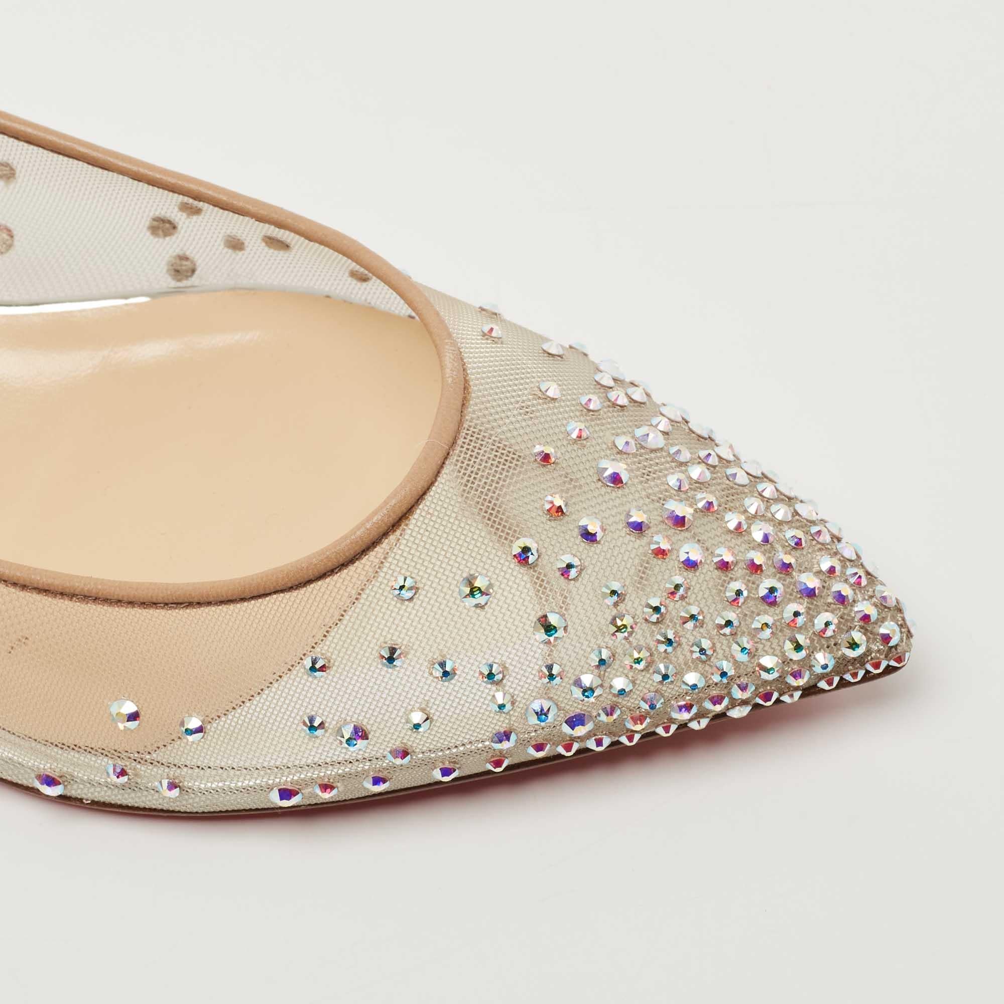 Christian Louboutin Metallic Glitter Follies Strass Ballet Flats Size 36.5 2