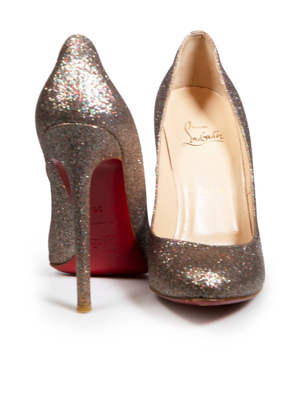 Christian Louboutin Metallic Glitter High Heels mit Absatz Größe IT 38 im Zustand „Gut“ im Angebot in London, GB