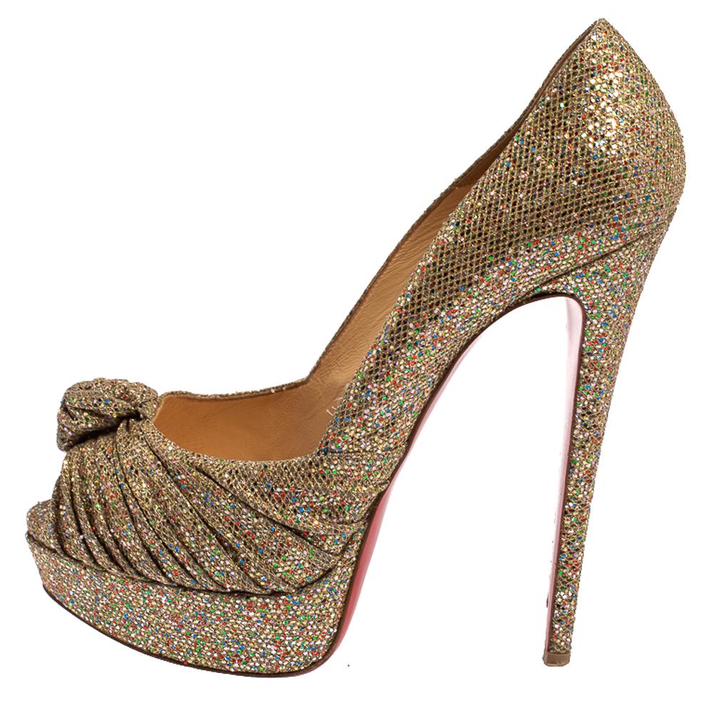 gold glitter louboutin heels
