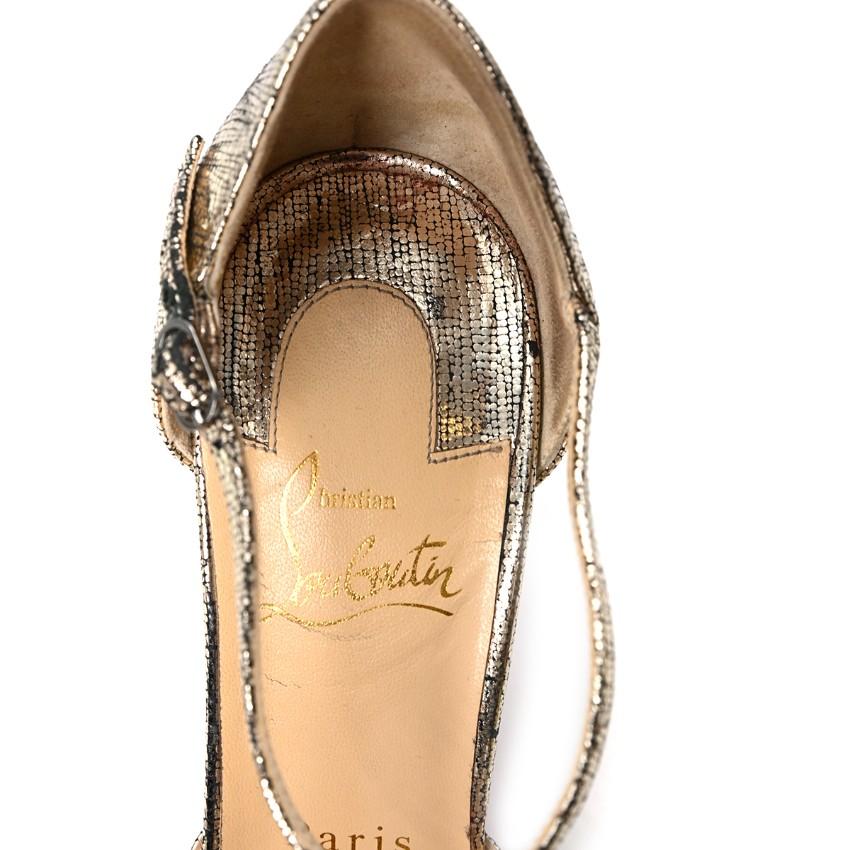 Christian Louboutin Metallic Gold Knotted Leather Peep Toe Pumps - US 7.5 For Sale 3