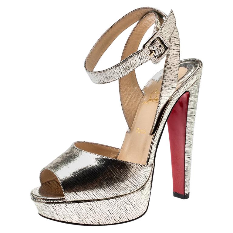 Christian Louboutin Metallic Gold Lame Louloudancing Platform Sandals Size  37.5 For Sale at 1stDibs | christian louboutin platform sandals