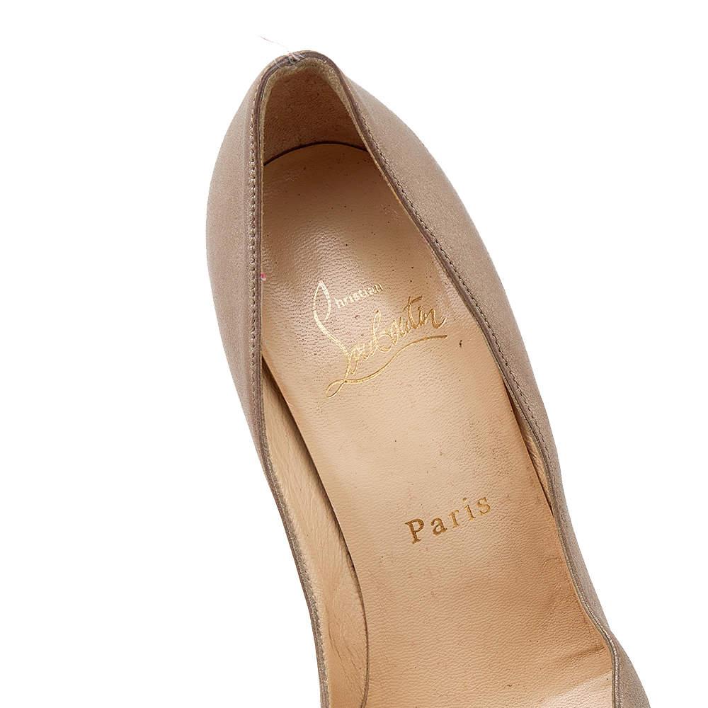 Christian Louboutin Metallic Gold Leather Madame Butterfly Peep Toe Platform Pum 2