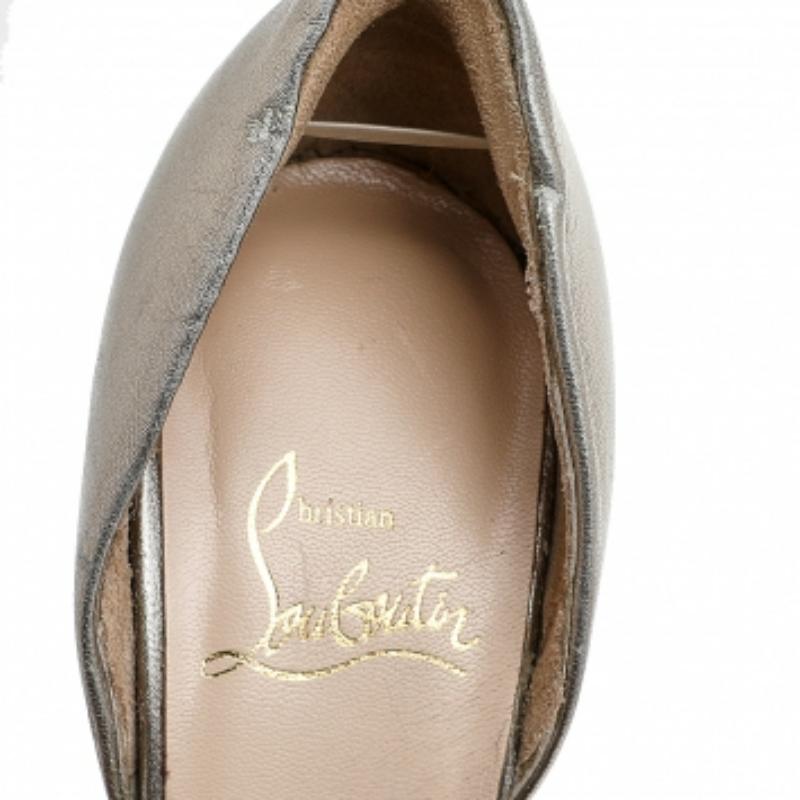 Christian Louboutin Metallic Gold Leather Peacock Platform Pumps Size 36 1