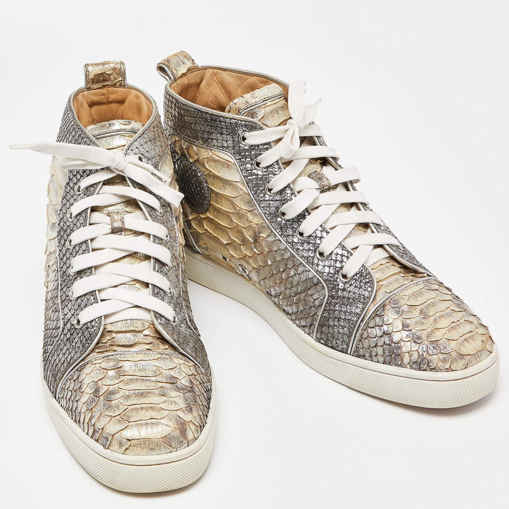 Christian Louboutin Metallic Gold Python High Top Sneakers Size 44.5 1