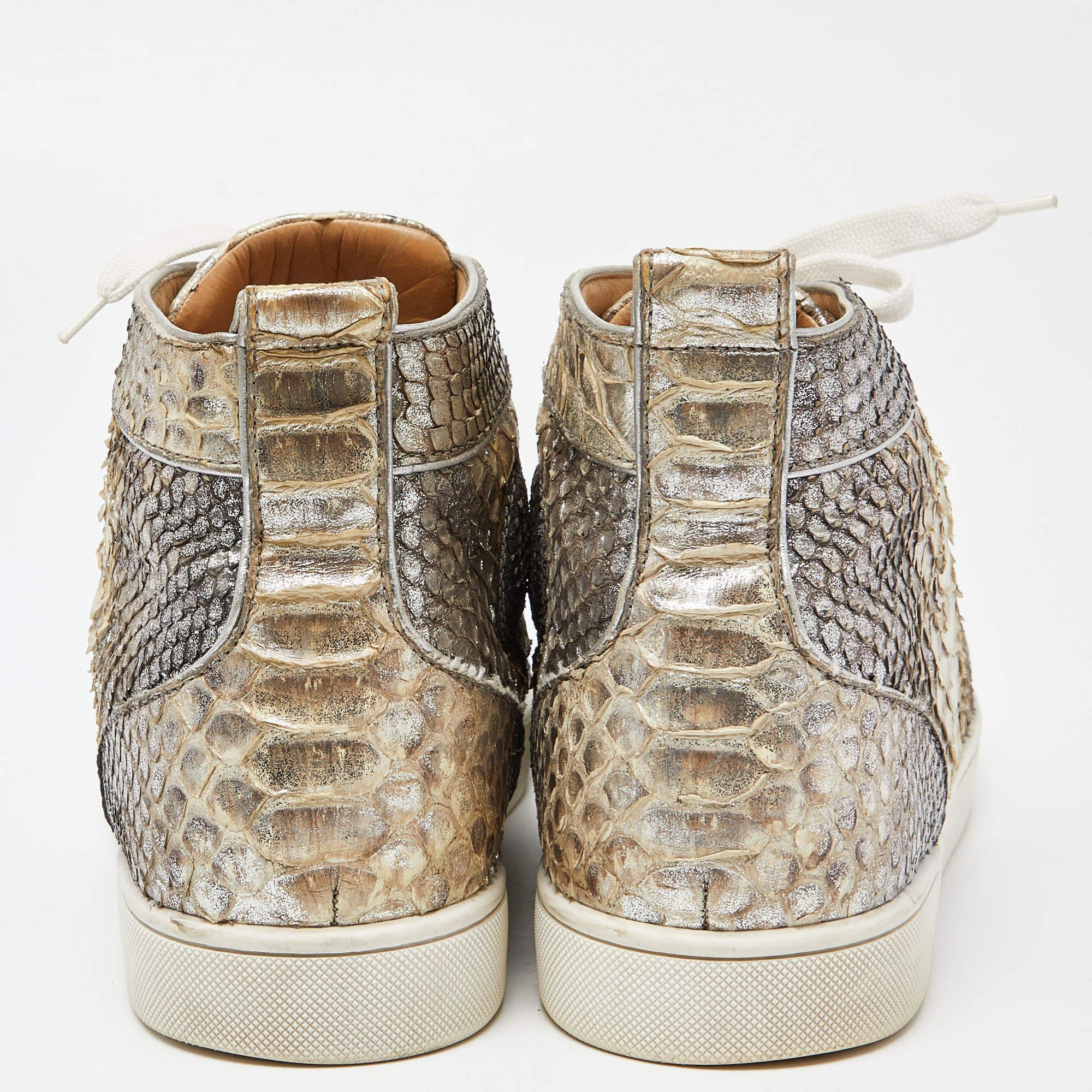 Christian Louboutin Metallic Gold Python High Top Sneakers Size 44.5 2