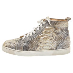 Christian Louboutin Metallic Gold Python High Top Sneakers Size 44.5