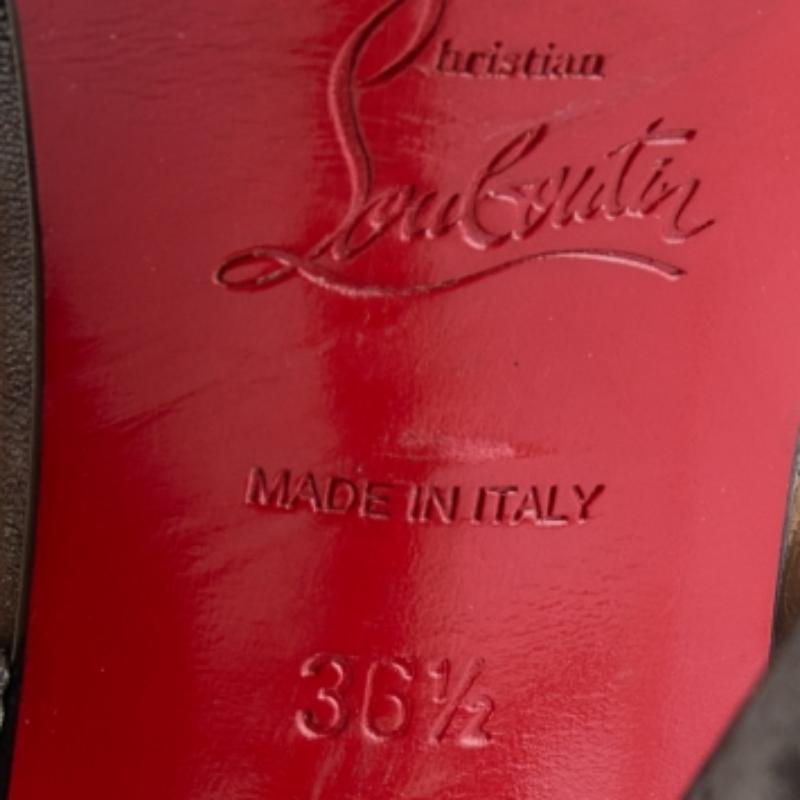Christian Louboutin Metallic Grey Leather Platform Slingback Sandals Size 36.5 For Sale 3