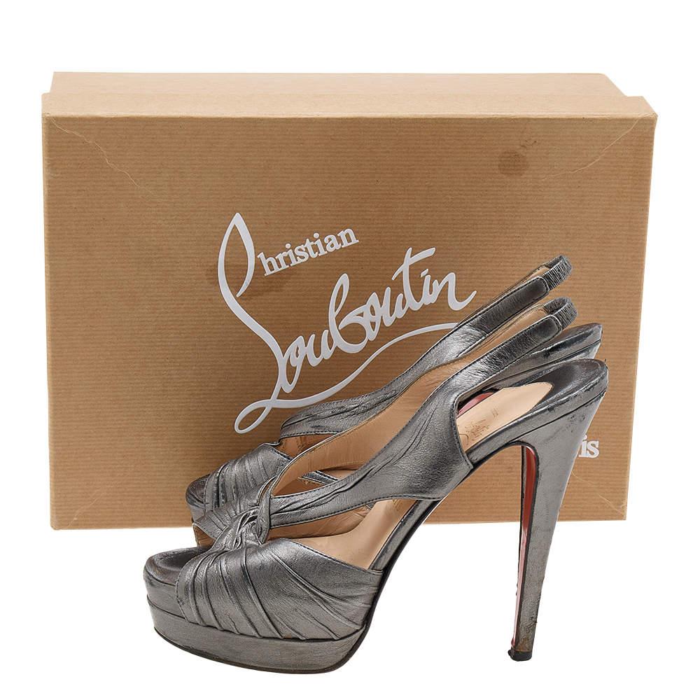Christian Louboutin Sandales à talons compensés gris métallisé Taille 36,5 4