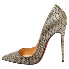 Christian Louboutin Metallic Grey Python So Kate Pumps Size 37.5