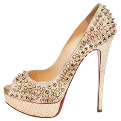 Christian Louboutin Pumps in pelle metallizzata Lady Peep Spike Platform Taglia 38