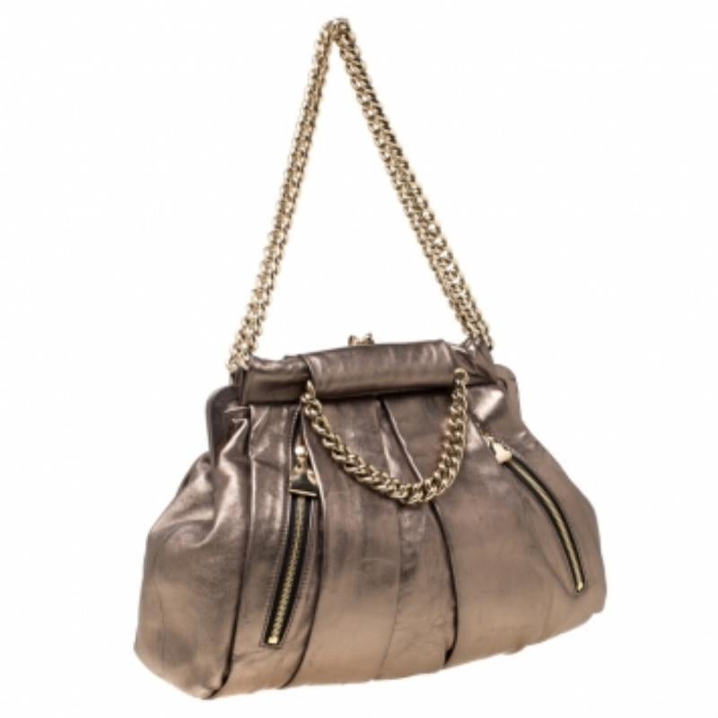 Christian Louboutin Metallic Leather Loubinette Hobo 1