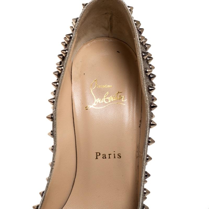 Women's Christian Louboutin Metallic Leather Pigalle Spikes Pumps Size 39.5