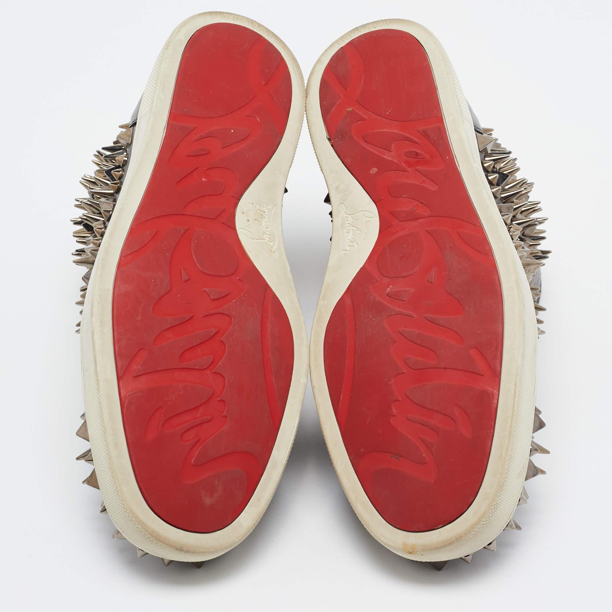 Christian Louboutin Metallic Leather Pik Pik Pik High Top Sneakers Size 40 For Sale 1