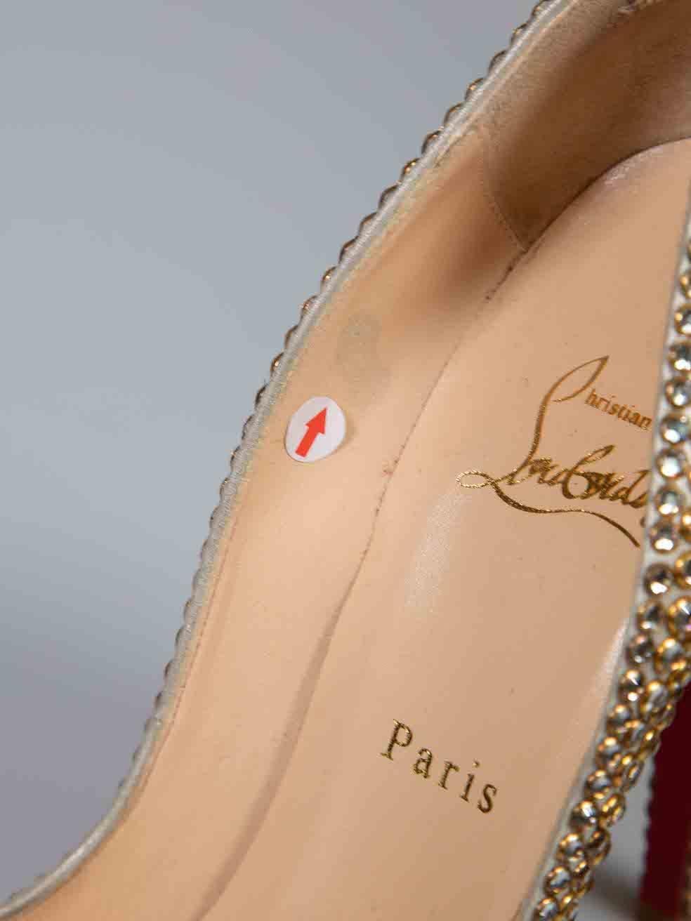 Christian Louboutin Metallic Leather Strass 120 Pigalle Follies Heels IT 38.5 For Sale 1