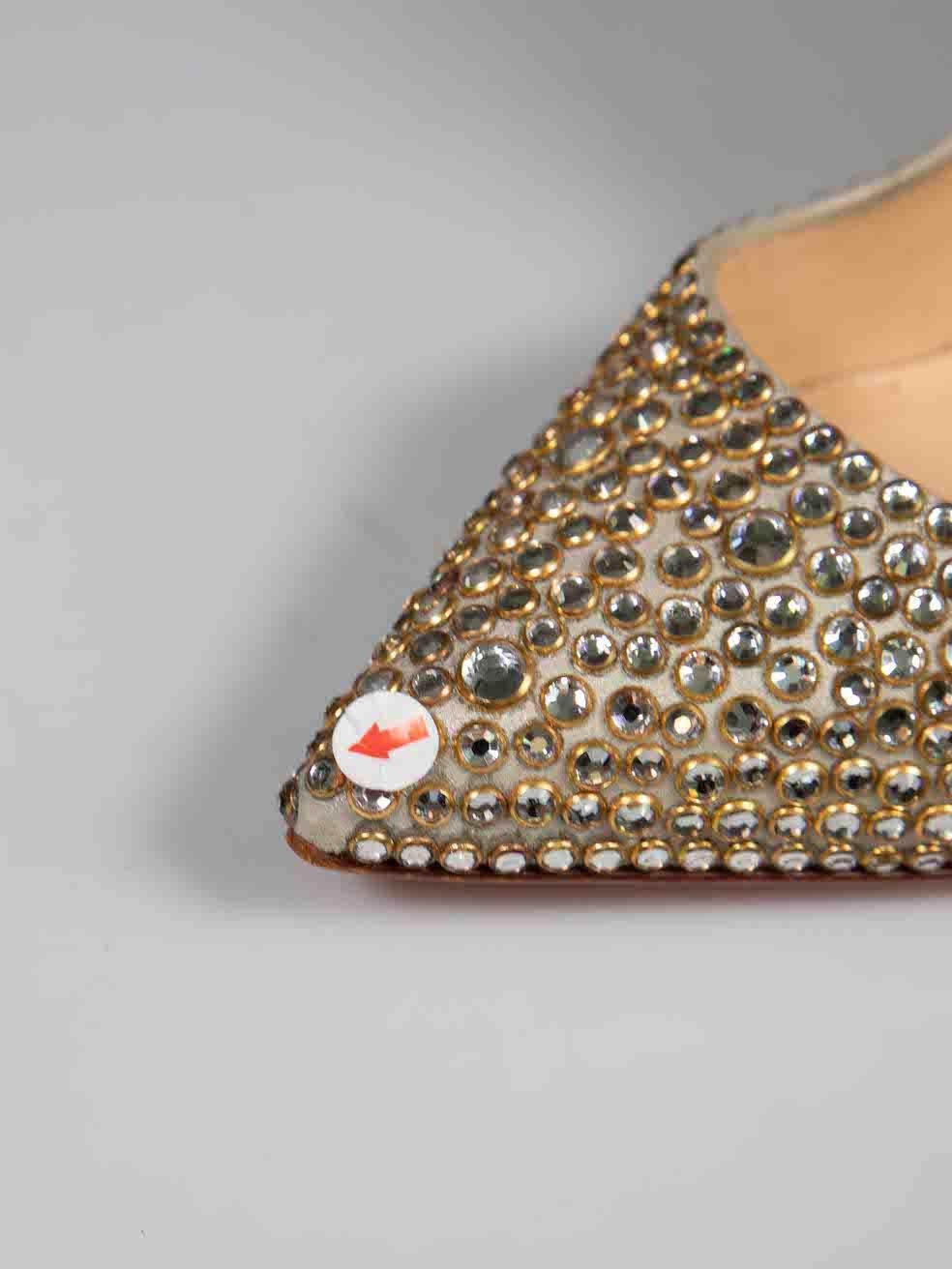 Christian Louboutin Metallic Leather Strass 120 Pigalle Follies Heels IT 38.5 For Sale 2