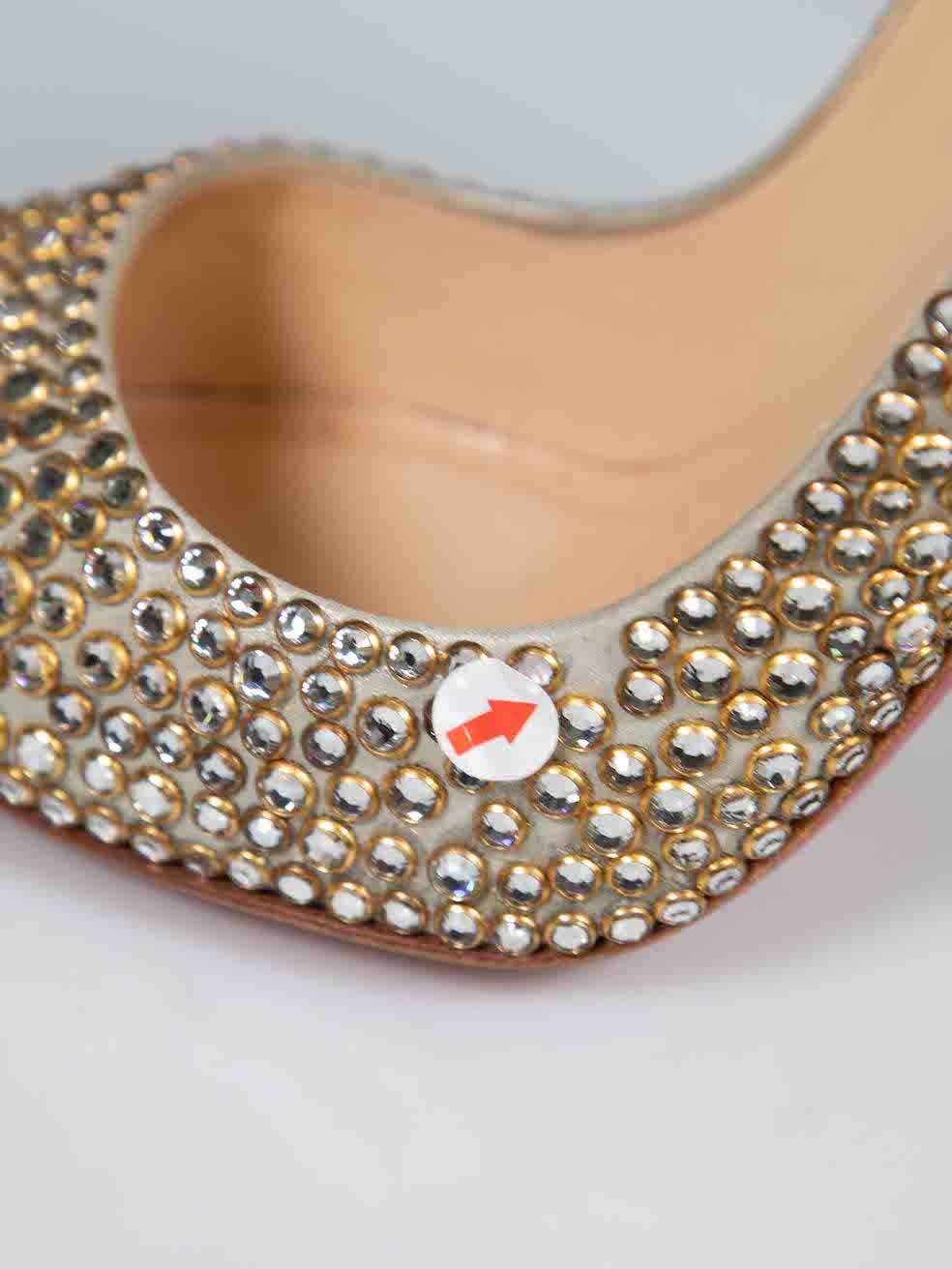 Christian Louboutin Metallic Leather Strass 120 Pigalle Follies Heels IT 38.5 For Sale 3