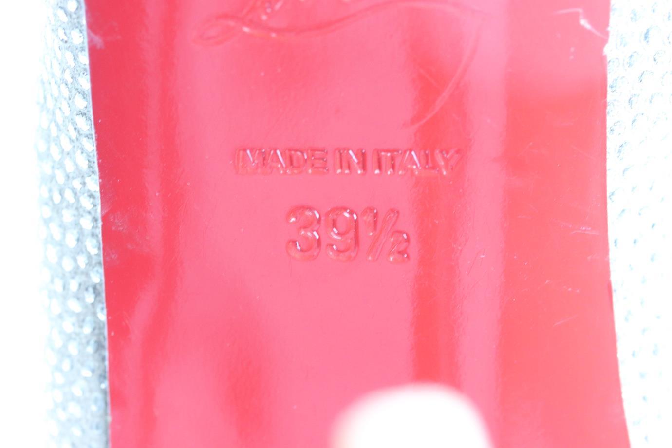 Women's Christian Louboutin Metallic Leather Trimmed Suede Sandals EU 39.5 UK 6.5 US 9.5