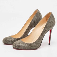 Christian Louboutin Metallic Lurex Fabric Fifi Round Toe Pumps Size 38