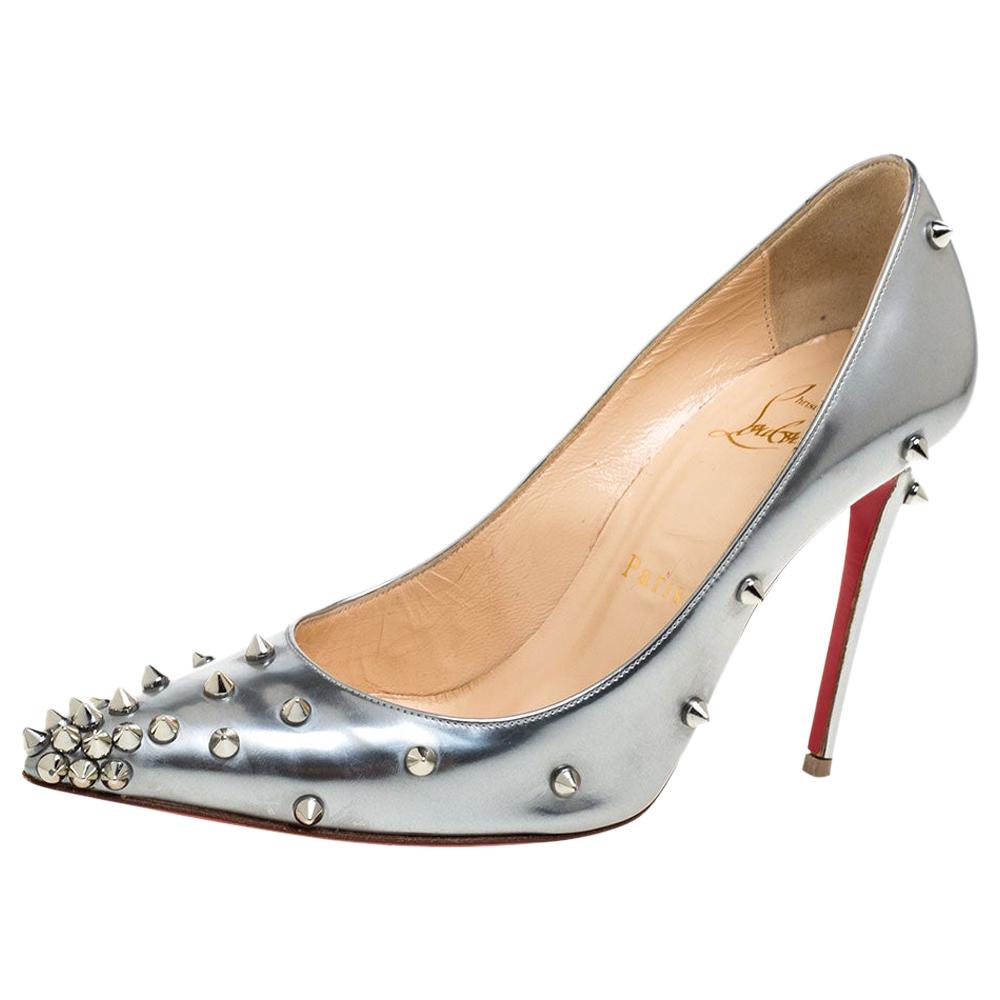 Christian Louboutin Beige Leather Electropump Spiked Platform Pumps