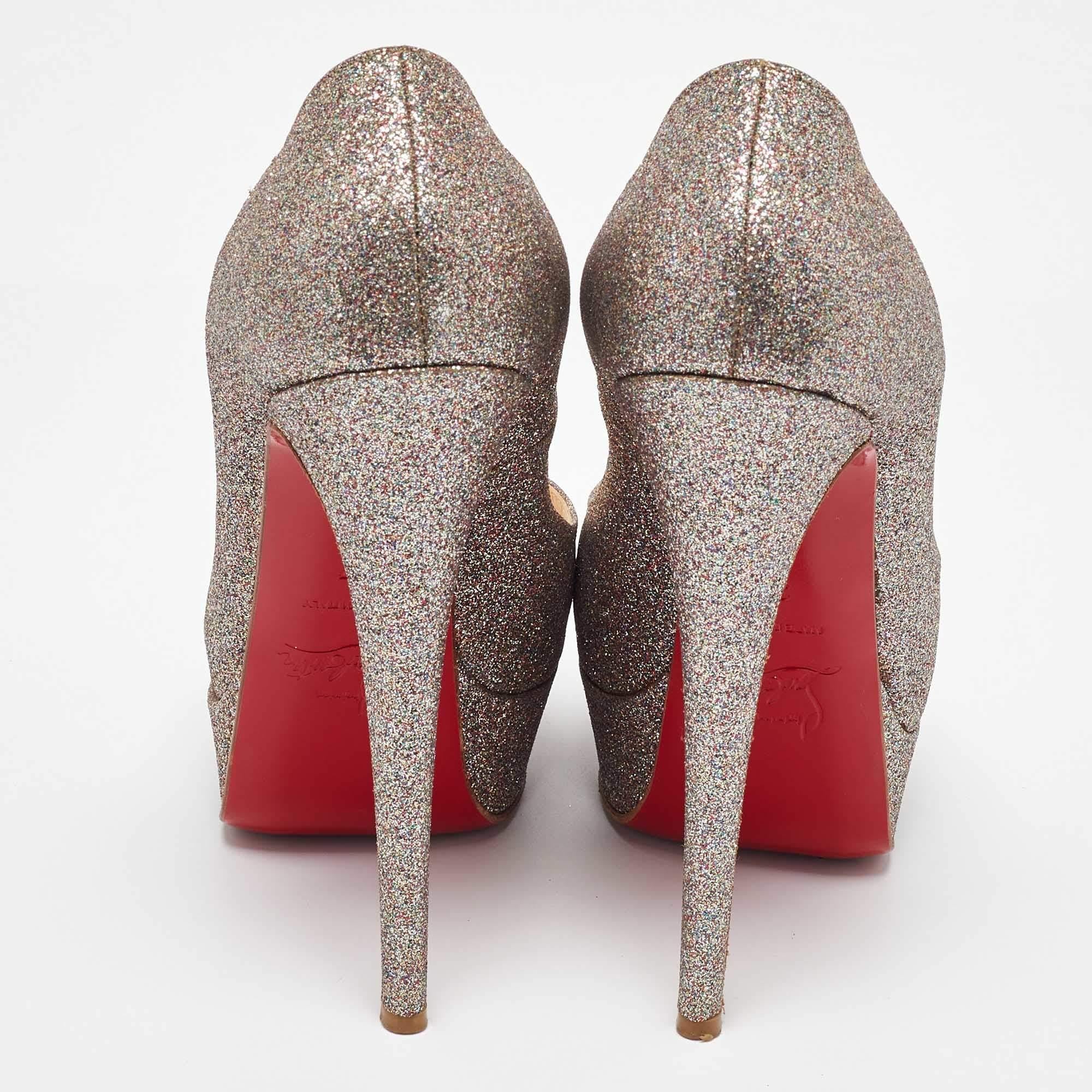 Christian Louboutin escarpins à bout ouvert multicolores et métalliques pour femmes, taille 37 Pour femmes en vente