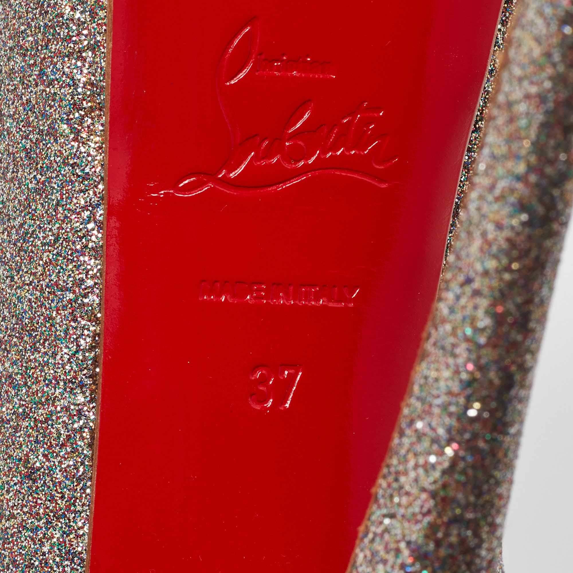 Christian Louboutin escarpins à bout ouvert multicolores et métalliques pour femmes, taille 37 en vente 3
