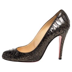 Christian Louboutin Metallic Olive Green Python Leather Fifi Pumps Size 35