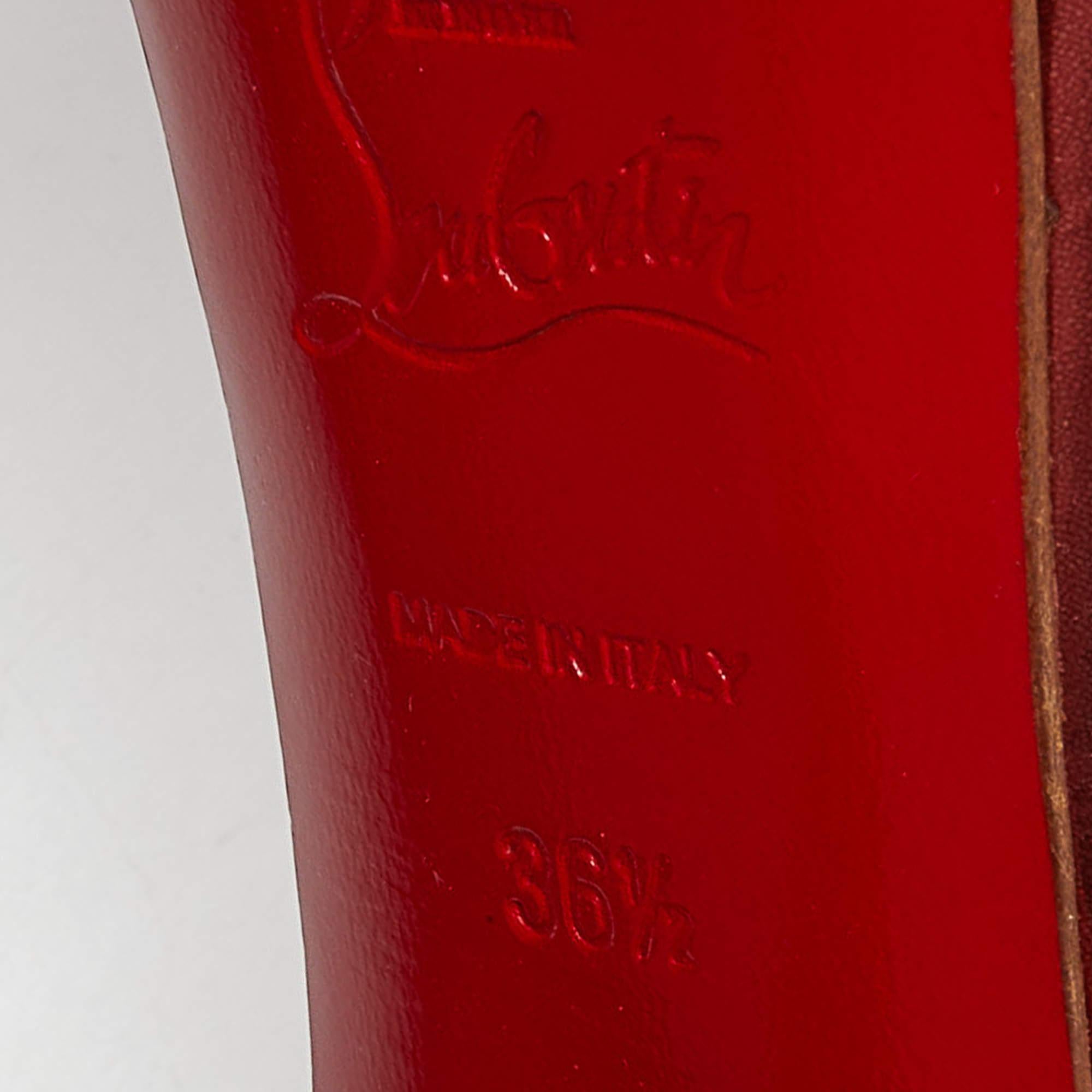 Christian Louboutin Metallic Patent Lady Peep Sling Pumps Size 36.5 For Sale 4