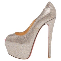 Christian Louboutin Metallic/Pink Glitter Leather Highness Pumps Size 36.5