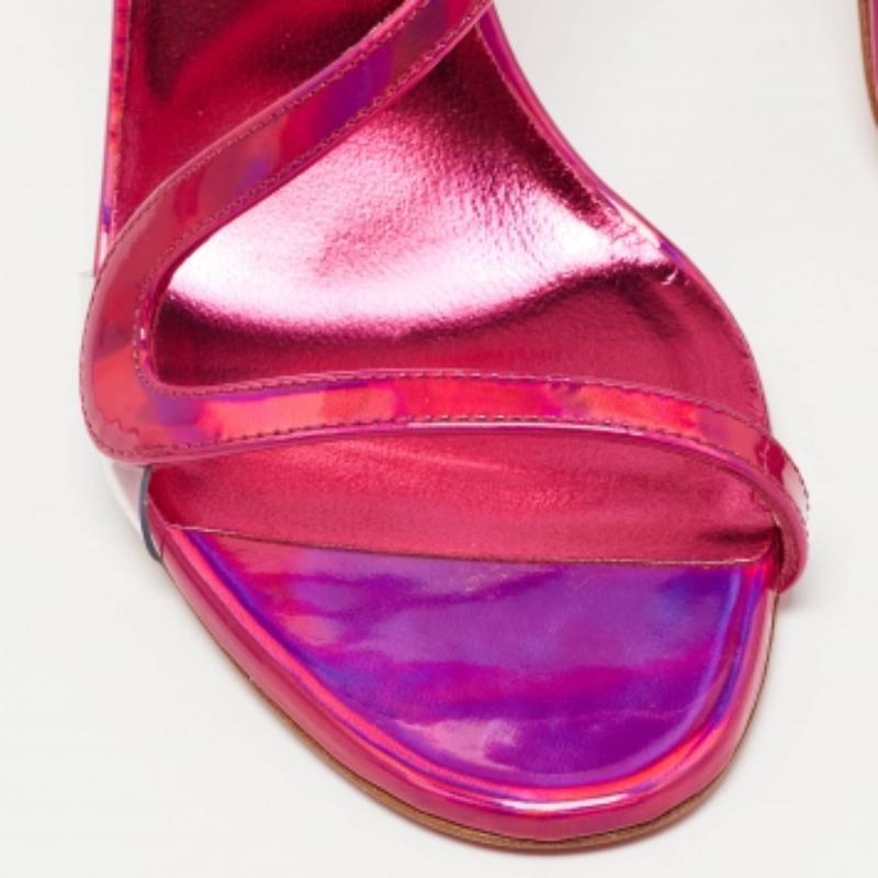 Christian Louboutin Metallic Rosa Leder Rosalie Sandalen Größe 39 (Pink) im Angebot