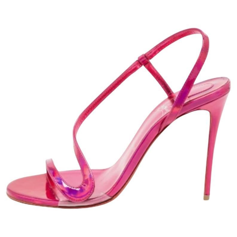Christian Louboutin Metallic Rosa Leder Rosalie Sandalen Größe 39 im Angebot