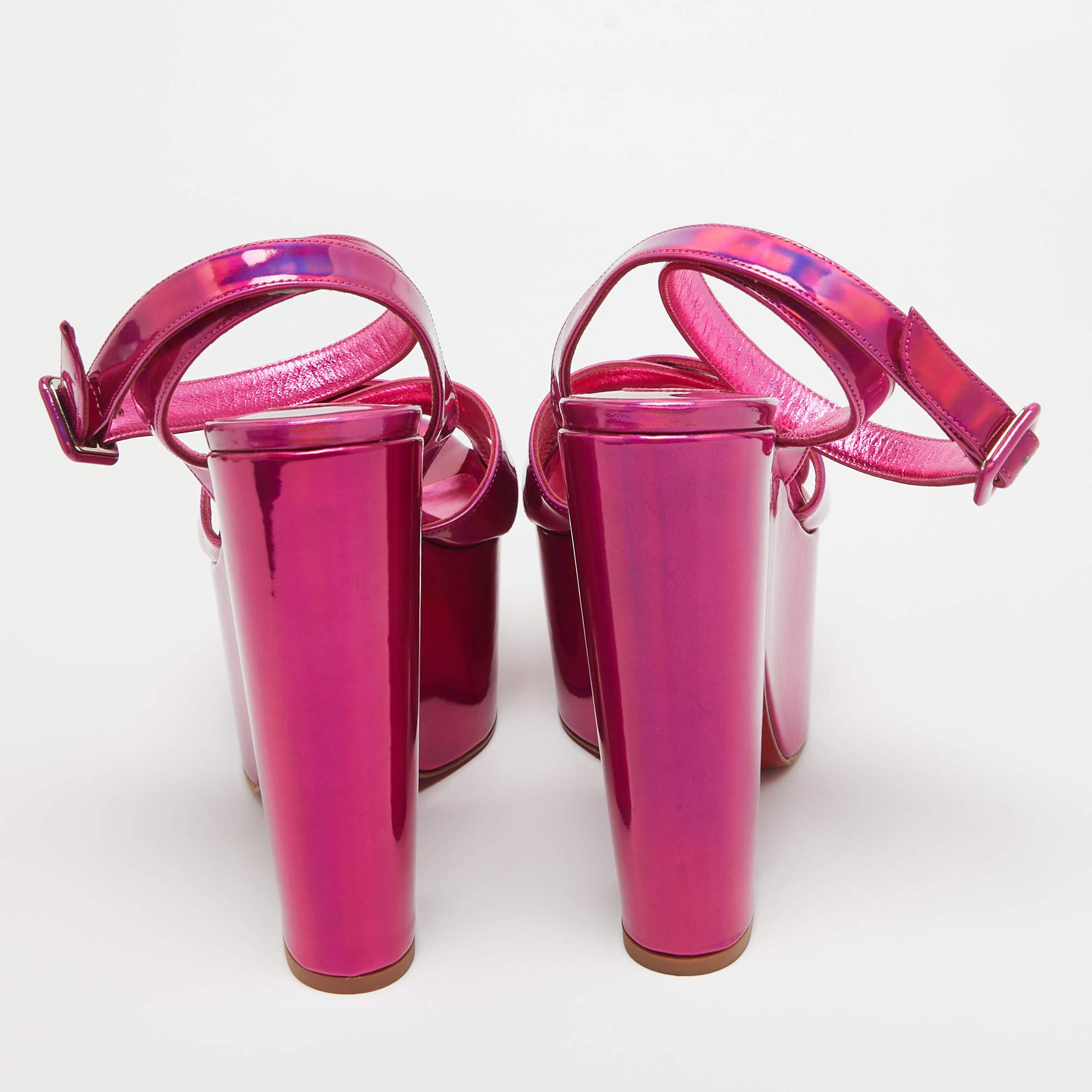 Christian Louboutin Metallic Pink Leather Superyaz Sandals Size 39 For Sale 1