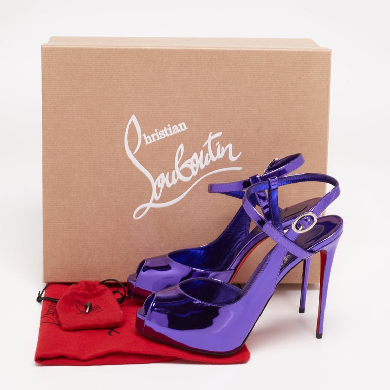 Christian Louboutin Metallic Purple Patent Leather Jenlove Alta Sandals