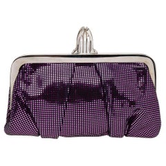 Christian Louboutin Metallic lila Wildleder Mini Loubi Lula Frame Clutch