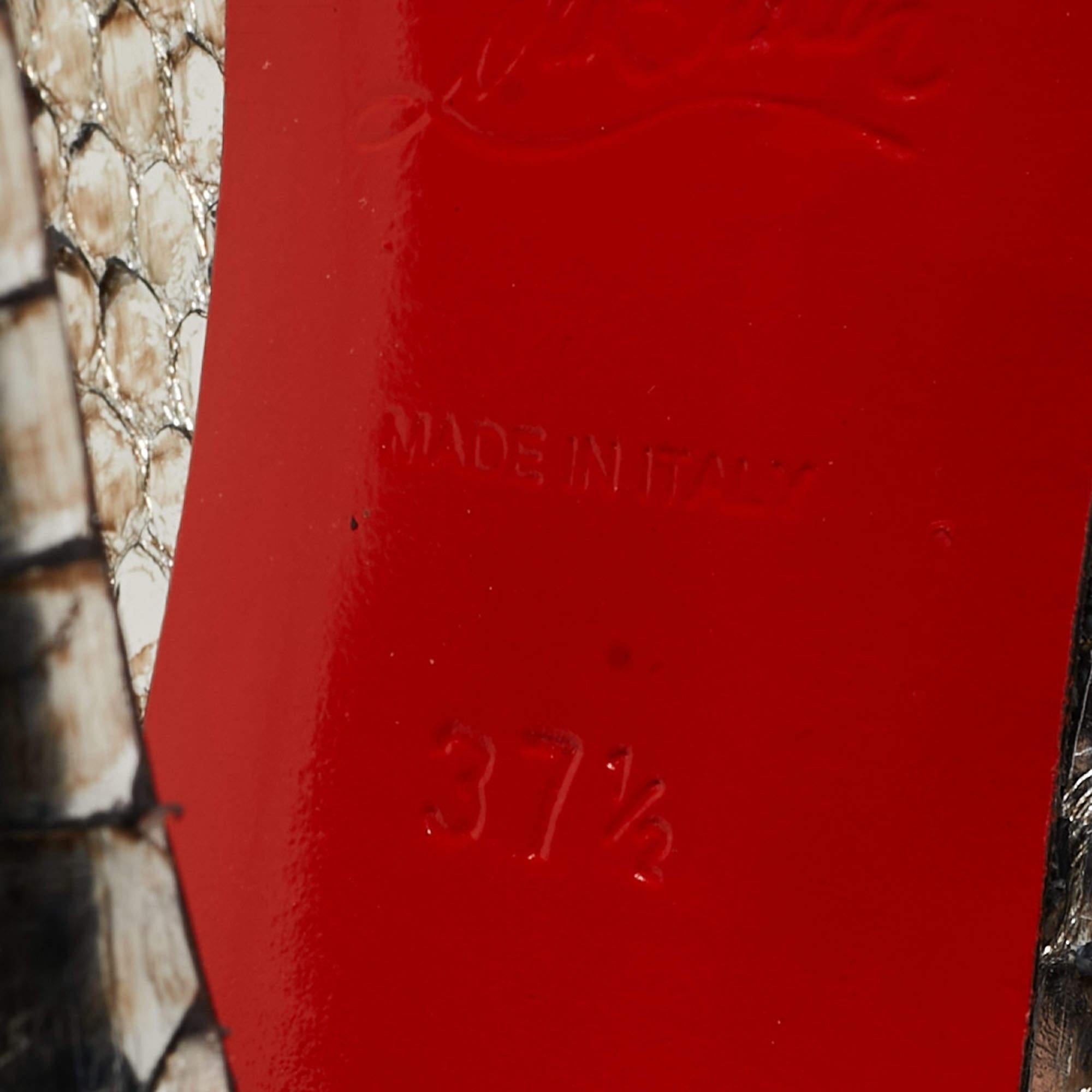 Christian Louboutin Metallic Python Peep Toe Pumps Size 37.5 For Sale 4