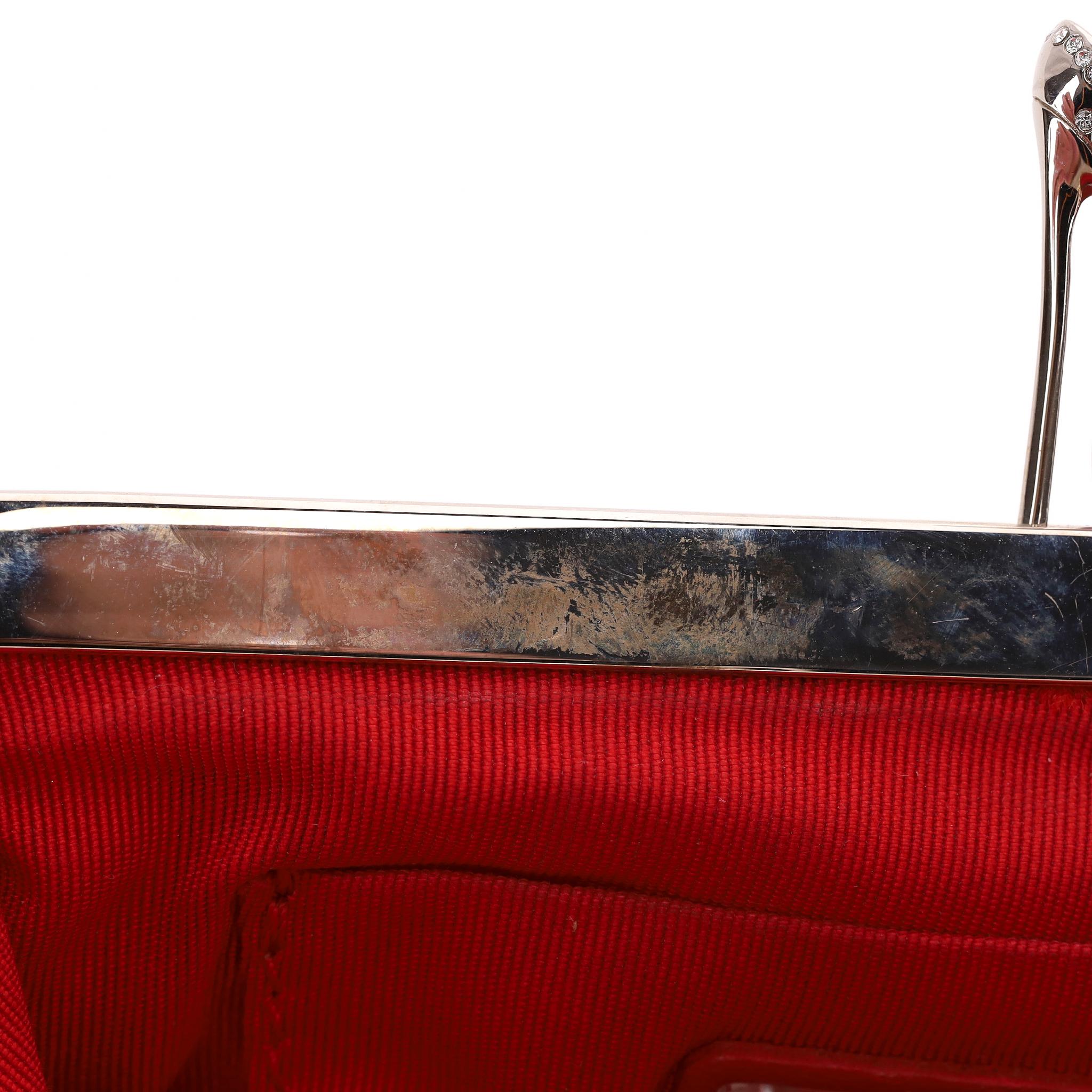 Christian Louboutin Metallic Python Skin Loubi Lula Mini Frame Clutch Bag in vendita 8