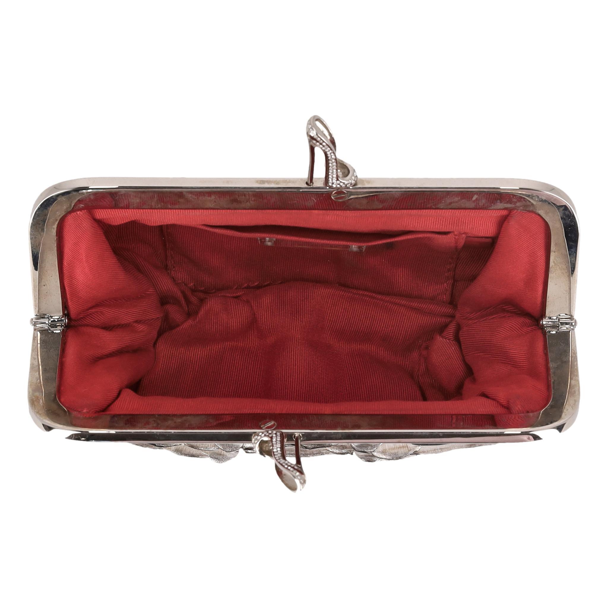Donna Christian Louboutin Metallic Python Skin Loubi Lula Mini Frame Clutch Bag in vendita