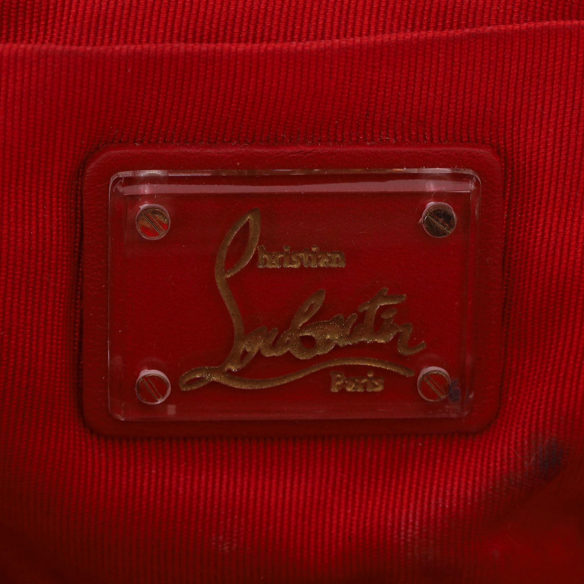 Christian Louboutin Metallic Python Skin Loubi Lula Mini Frame Clutch Bag in vendita 2